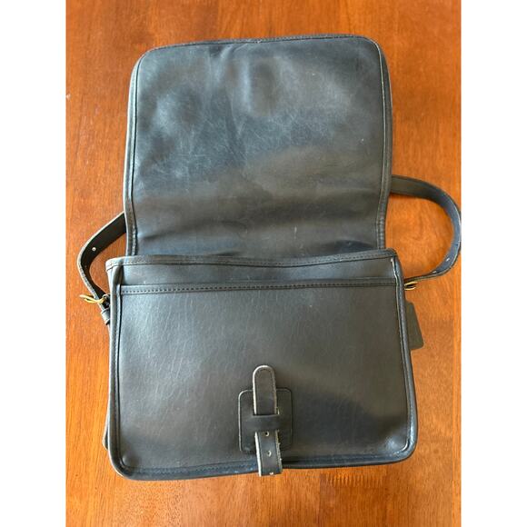 Vintage Coach 9585 Saddle Pouch Black Leather Crossbody NYC Made 1970s Brass - Picture 3 of 15